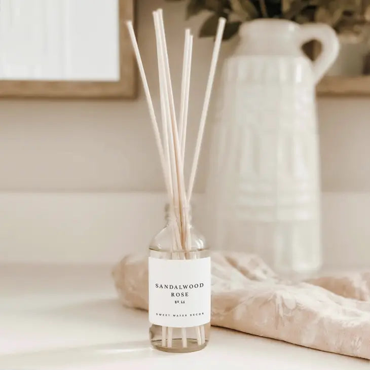 Sandalwood Rose Reed Diffuser - Clear Jar - 3.5 oz