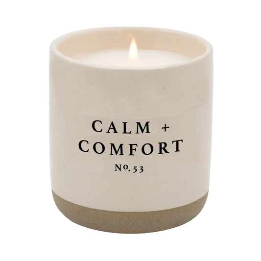 Calm and Comfort Soy Candle - Cream Stoneware Jar - 12 oz - Sweet Water Decor - Toronto - Canada