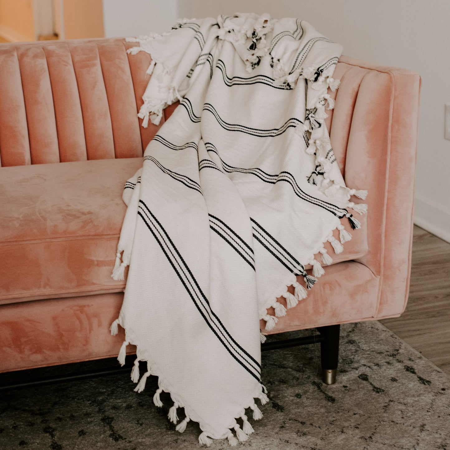 Taylor Turkish Throw Blanket - Three Stripe - by Sweet Water Decor