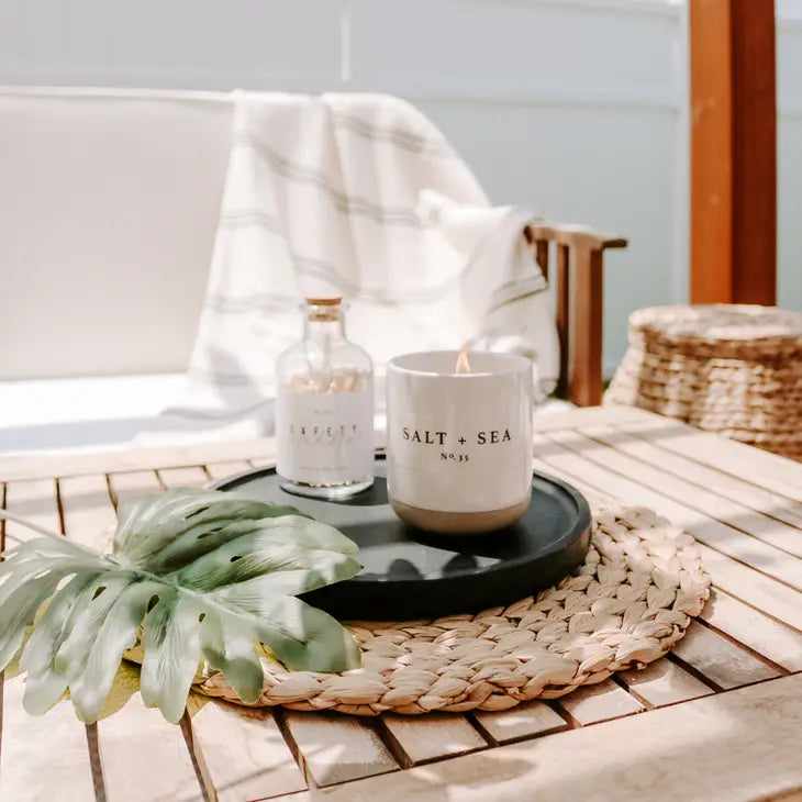 Black Round Tray - Large Wood