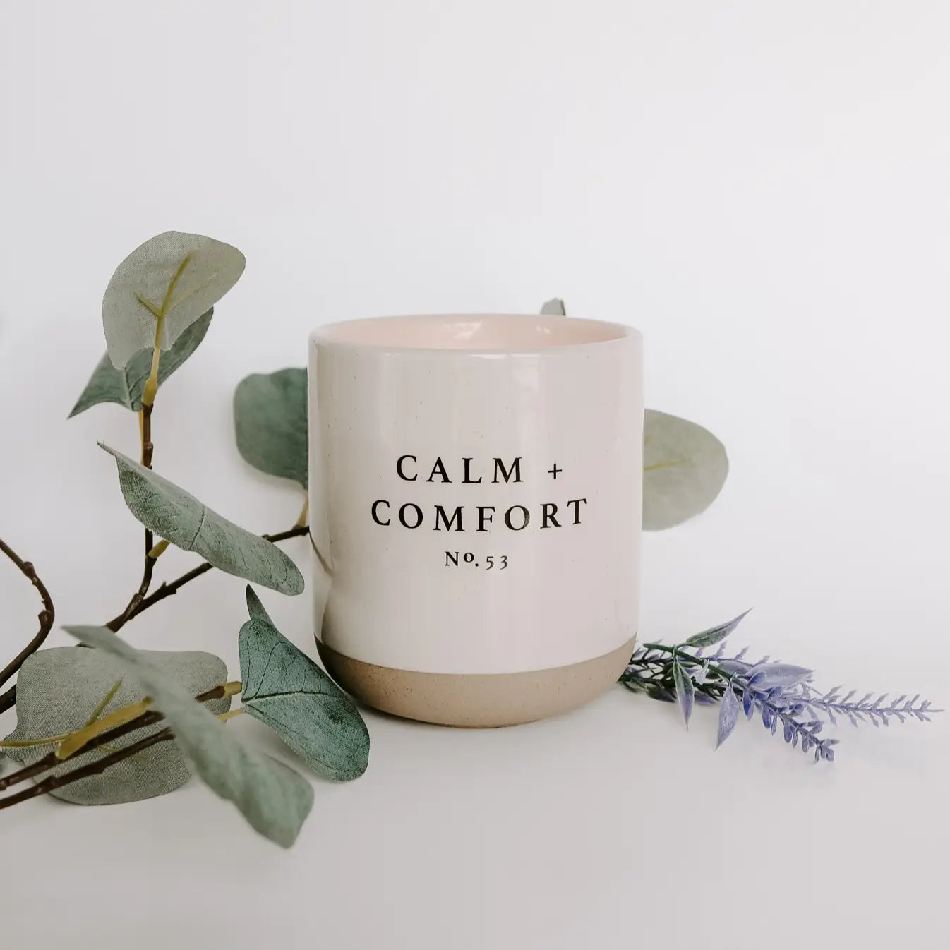 Calm and Comfort Soy Candle - Cream Stoneware Jar - 12 oz