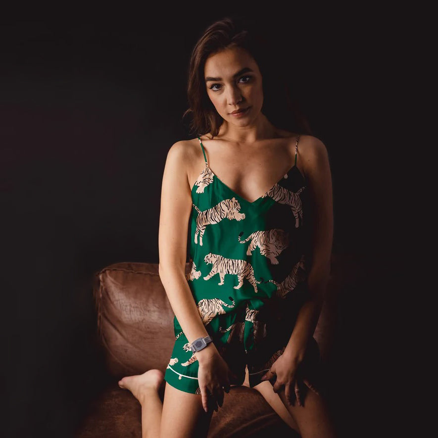 Zola Tiger Print Satin Camisole by Averie Sleep