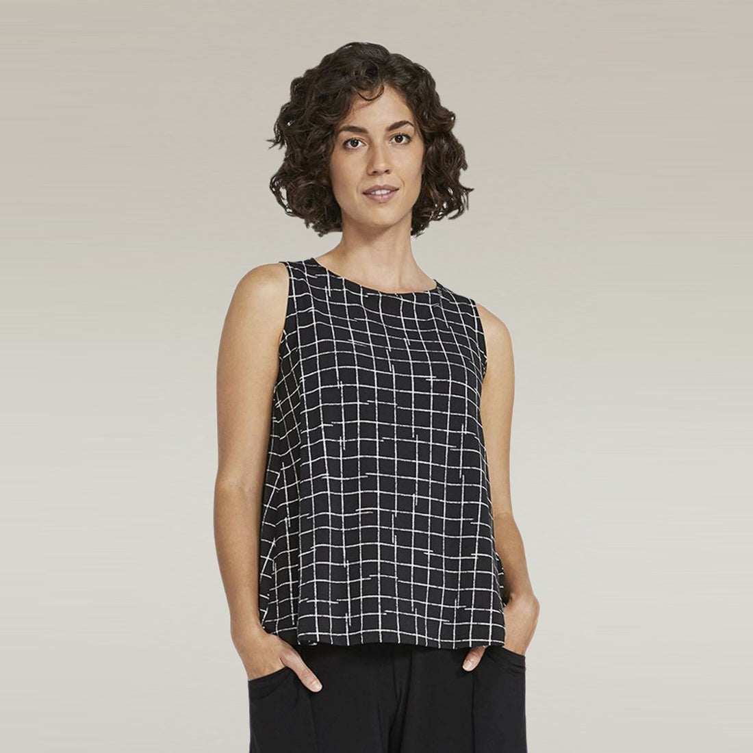 Trapeze Tank Crosshatch Small Print, Sympli Clothing Women's Fashion, Canada