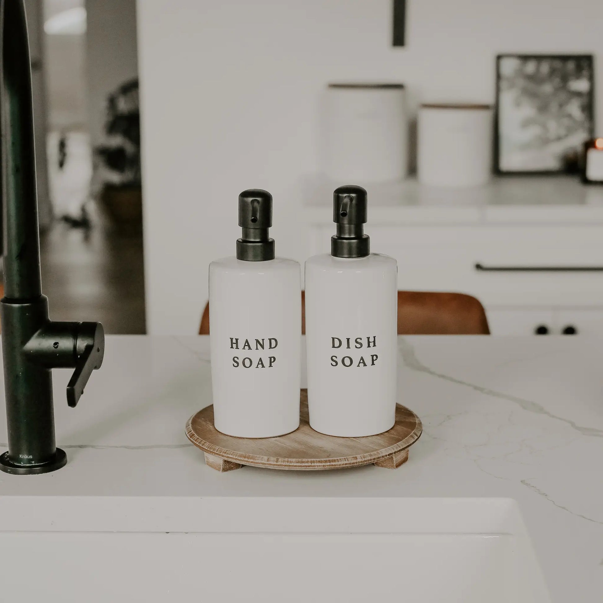 15oz White Stoneware Dish Soap Dispenser