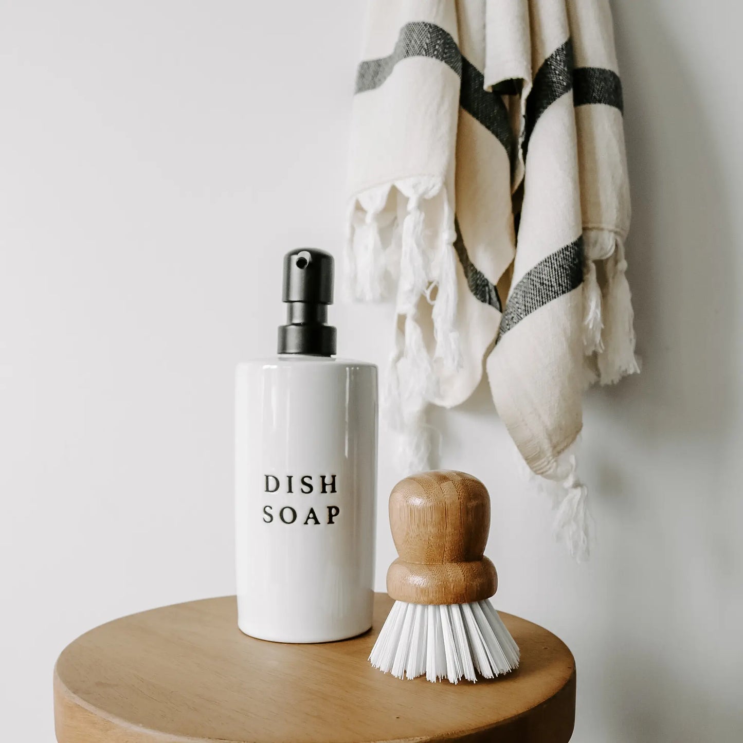 15oz White Stoneware Dish Soap Dispenser