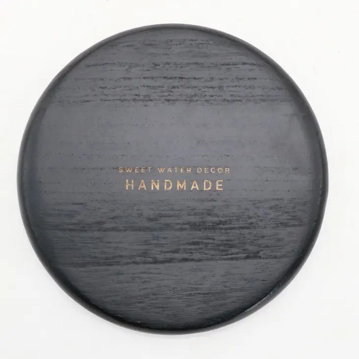 Black Round Tray - Large Wood