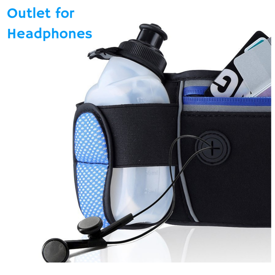 Blue with Black Running Hydration Belt Waist Bag