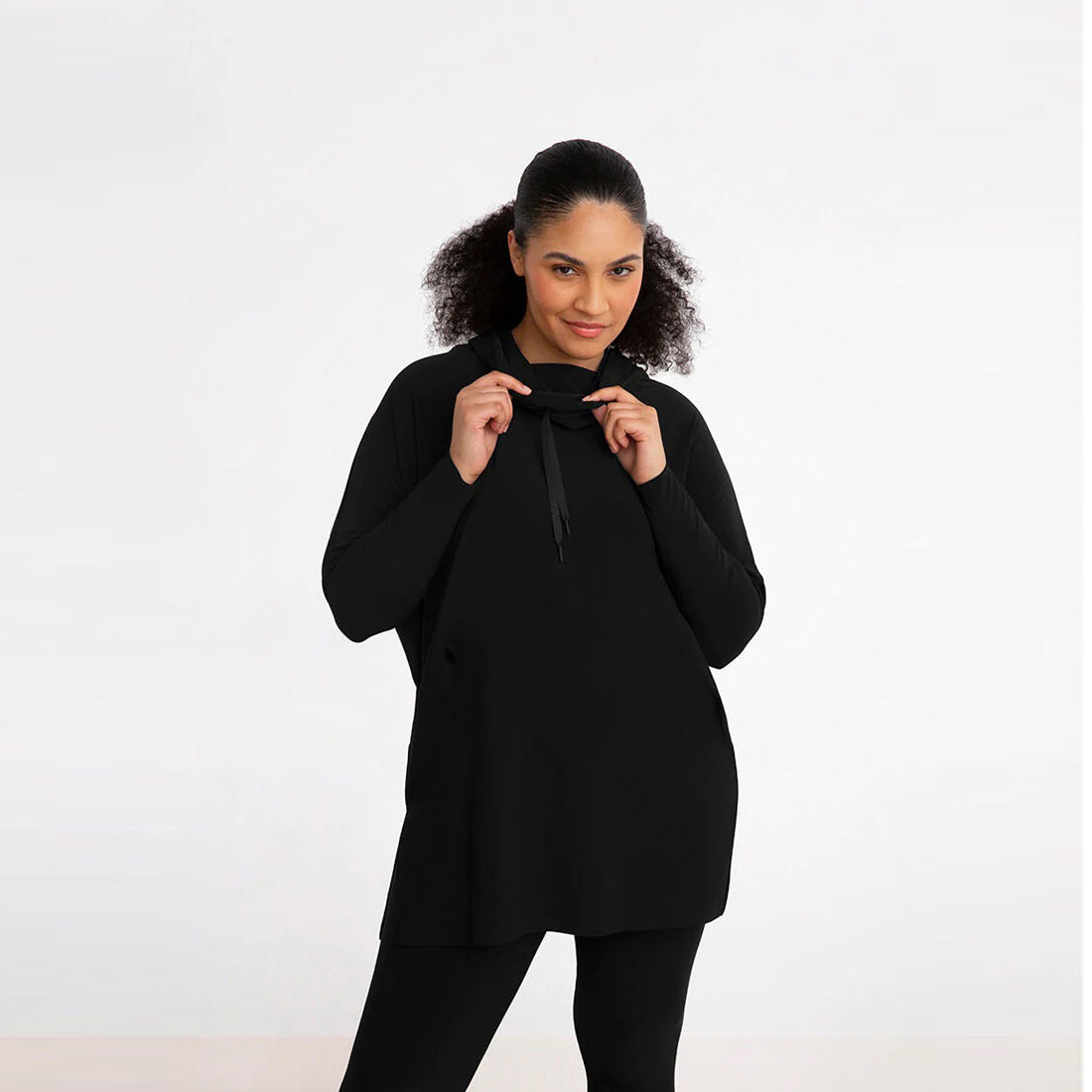 Crisscross Tunic, Long Sleeve, Black Sweater, Sympli Clothing, Canada