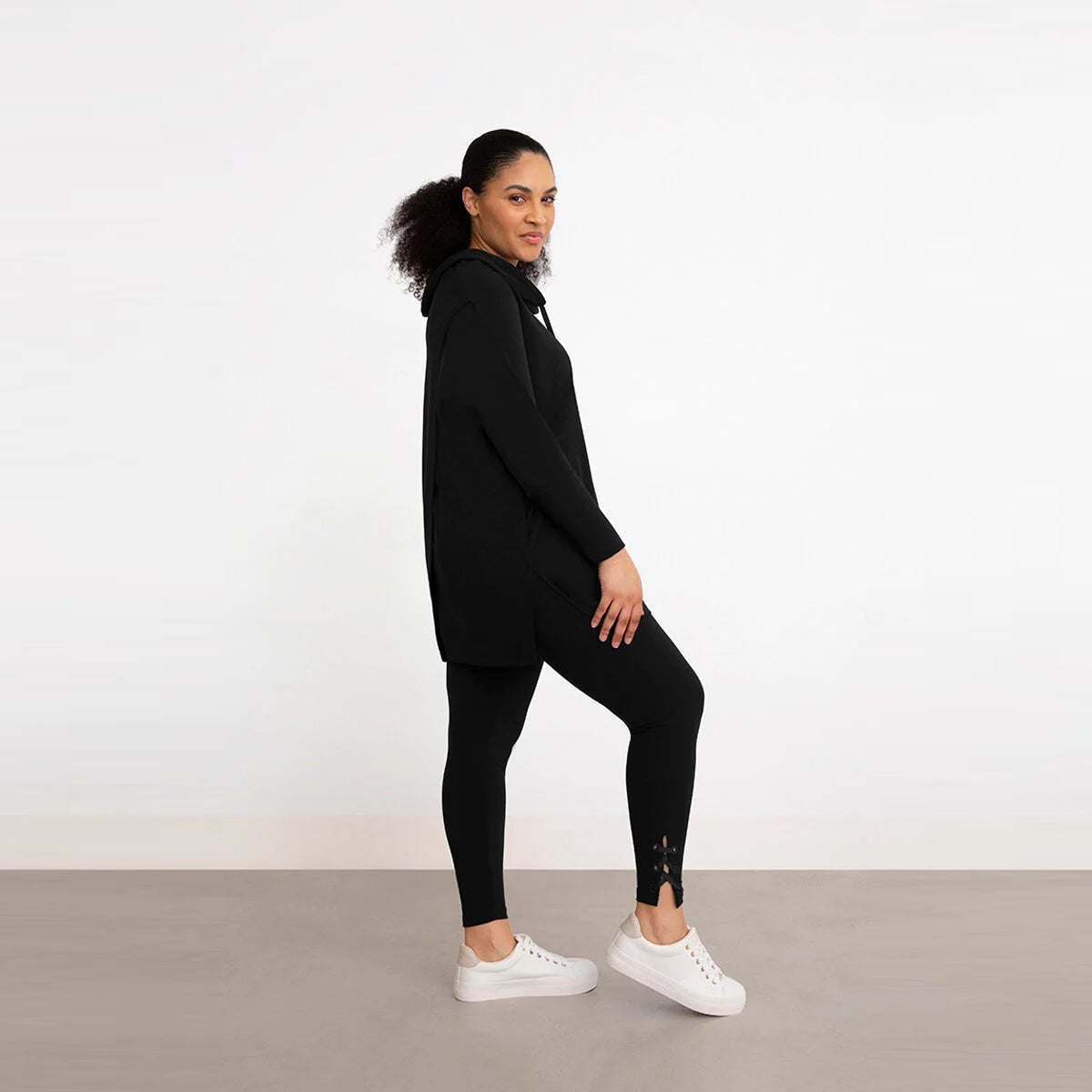 Crisscross Tunic, Long Sleeve, Black Sweater, Sympli Clothing, Canada