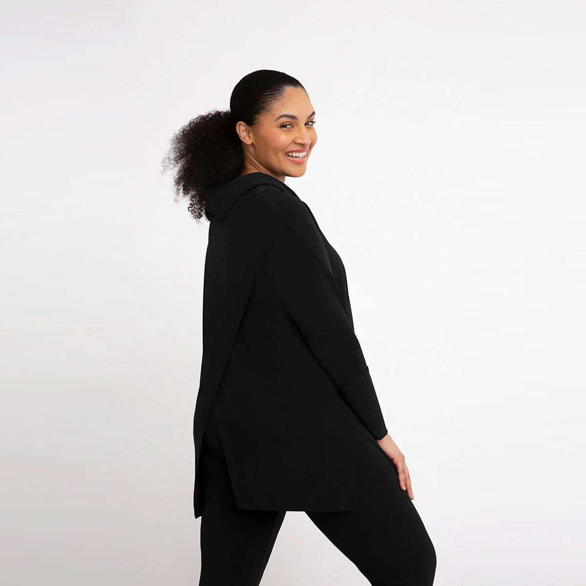 Crisscross Tunic, Long Sleeve, Black Sweater, Sympli Clothing, Canada