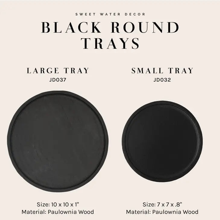 Large Round Wood Tray - Black - 10x10"