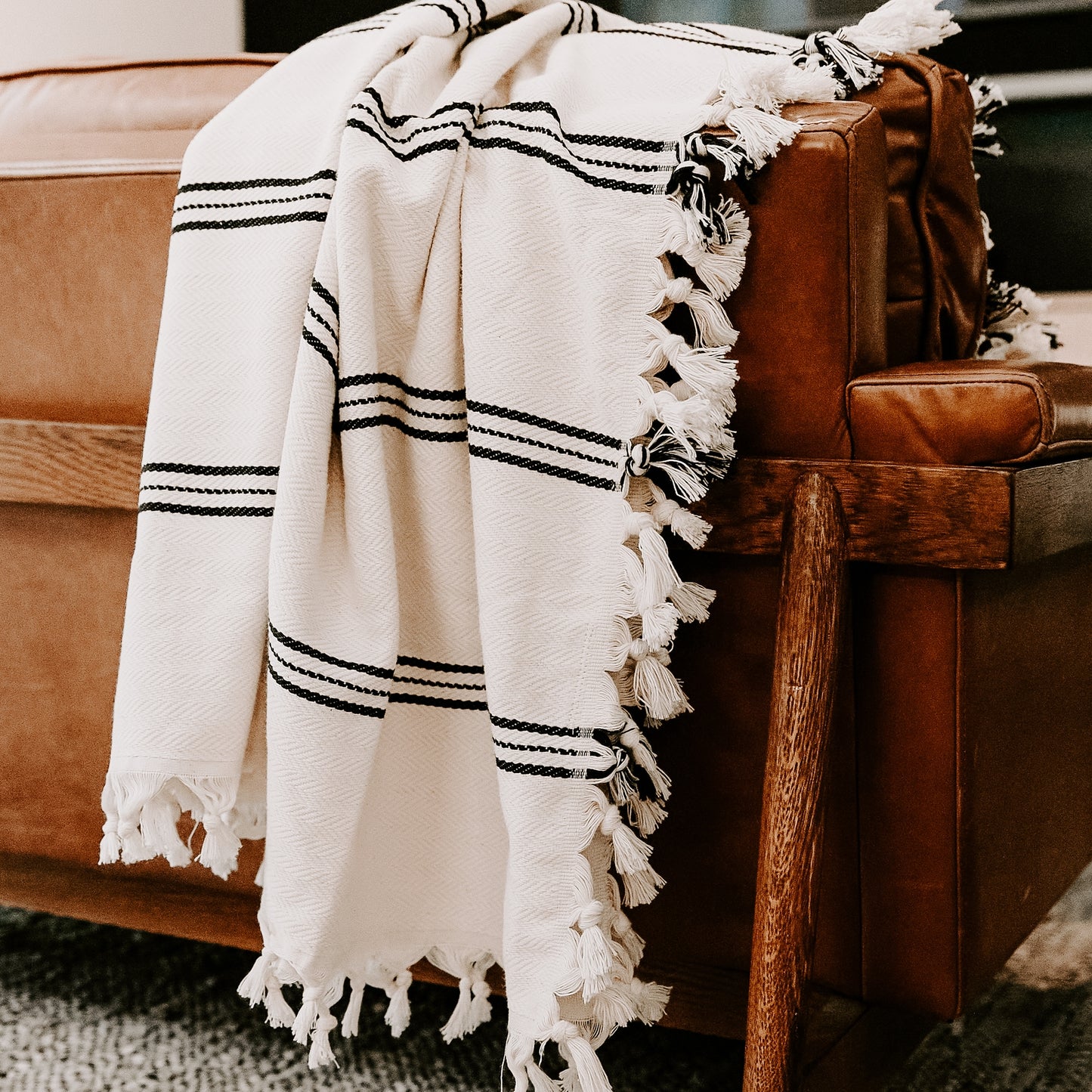 Taylor Turkish Throw Blanket - Three Stripe - by Sweet Water Decor