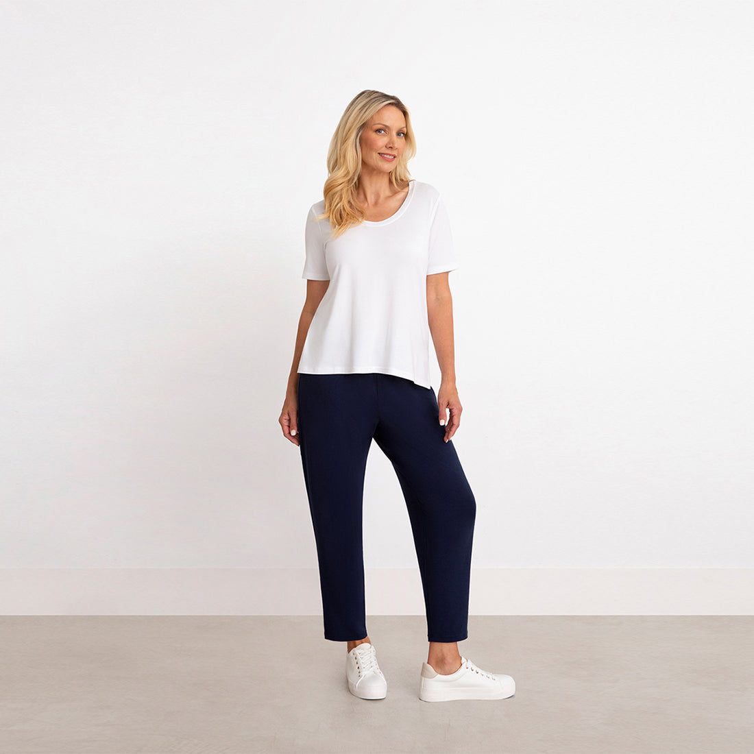 Bamboo Scoop Neck T, Short Sleeve, White, Sympli, Made in Canada