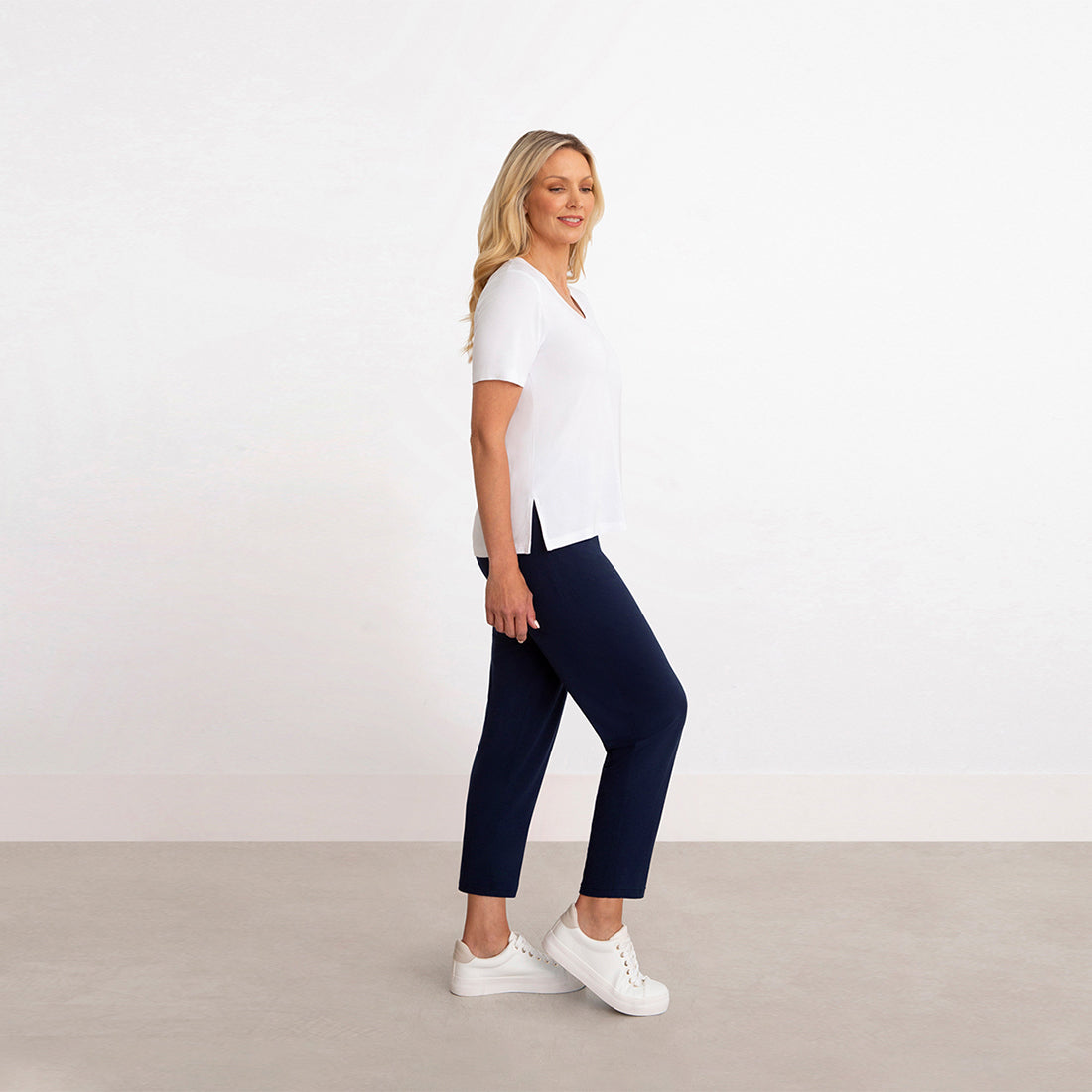 Bamboo Scoop Neck T, Short Sleeve, White, Sympli, Made in Canada