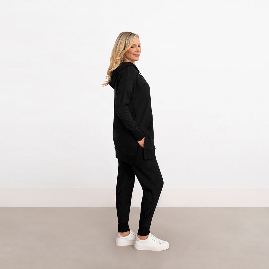 Bamboo Fleece Hoodie, Black, Sympli, Canada