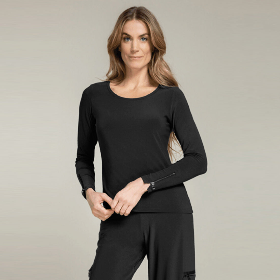 Zest Slim T, Long Sleeve - Black - Sympli Clothing Canada