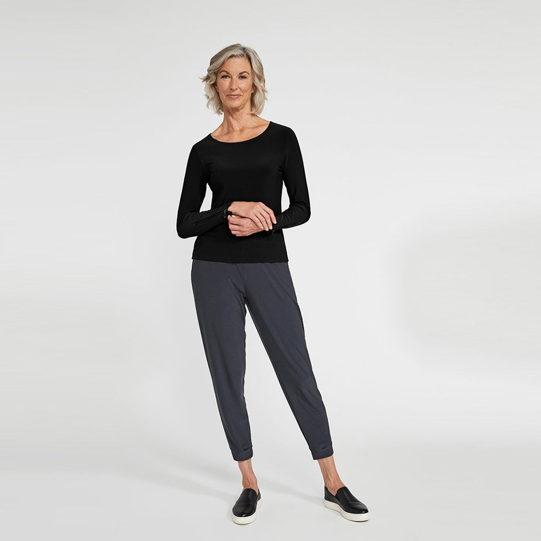 Zest Slim T, Long Sleeve - Black - Sympli Clothing Canada