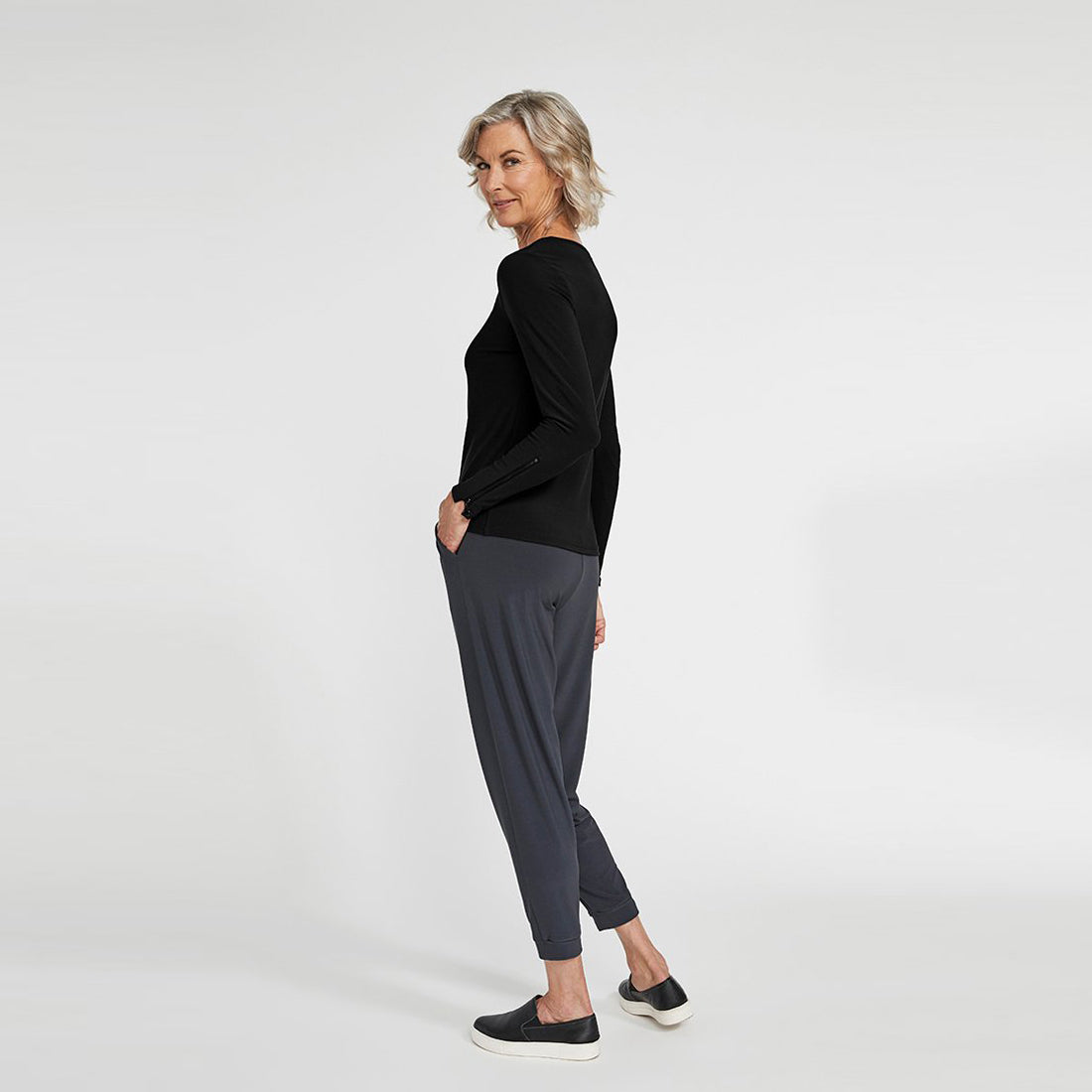 Zest Slim T, Long Sleeve - Black - Sympli Clothing Canada