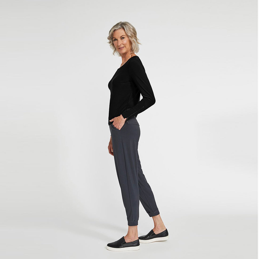 Zest Slim T, Long Sleeve - Black - Sympli Clothing Canada