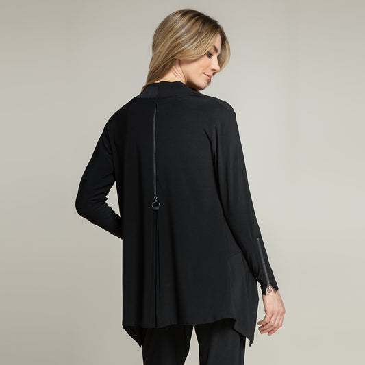 Zest Zip Back Cardi - Black, Sympli Clothing Canada