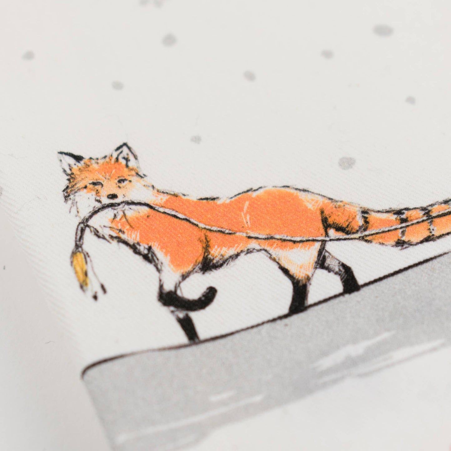 Fox with Sleigh Holiday Tea Towel