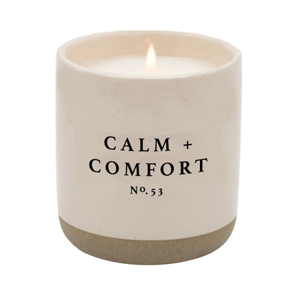 Calm and Comfort Soy Candle - Cream Stoneware Jar - 12 oz - Sweet Water Decor - Toronto - Canada