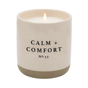 Calm and Comfort Soy Candle - Cream Stoneware Jar - 12 oz - Sweet Water Decor - Toronto - Canada