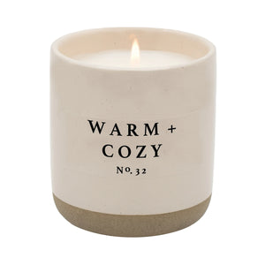 Warm and Cozy Soy Candle - Cream Stoneware Jar - 12 OZ