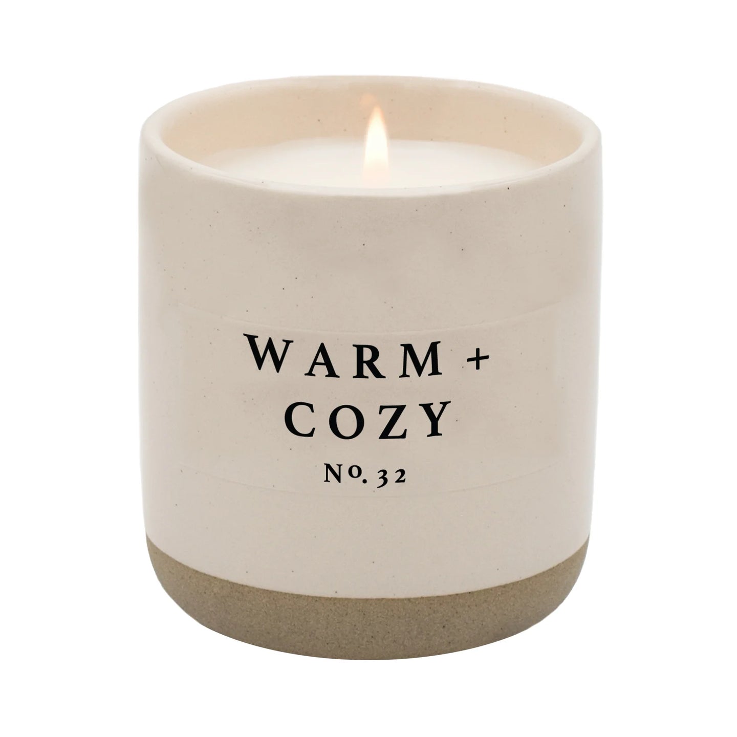 Warm and Cozy Soy Candle - Cream Stoneware Jar - 12 OZ