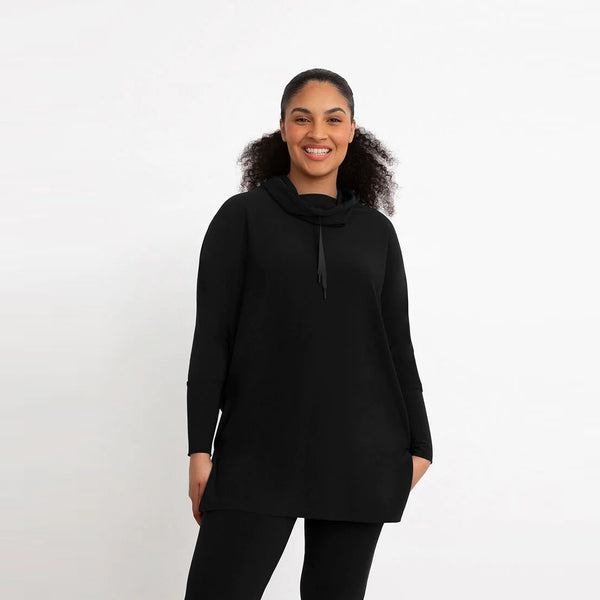 Crisscross Tunic, Long Sleeve, Black Sweater, Sympli Clothing, Canada