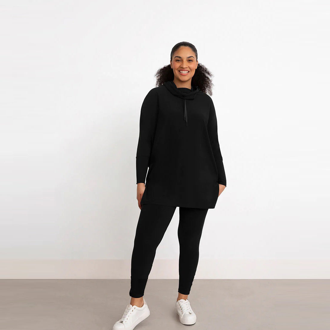 Crisscross Tunic, Long Sleeve, Black Sweater, Sympli Clothing, Canada