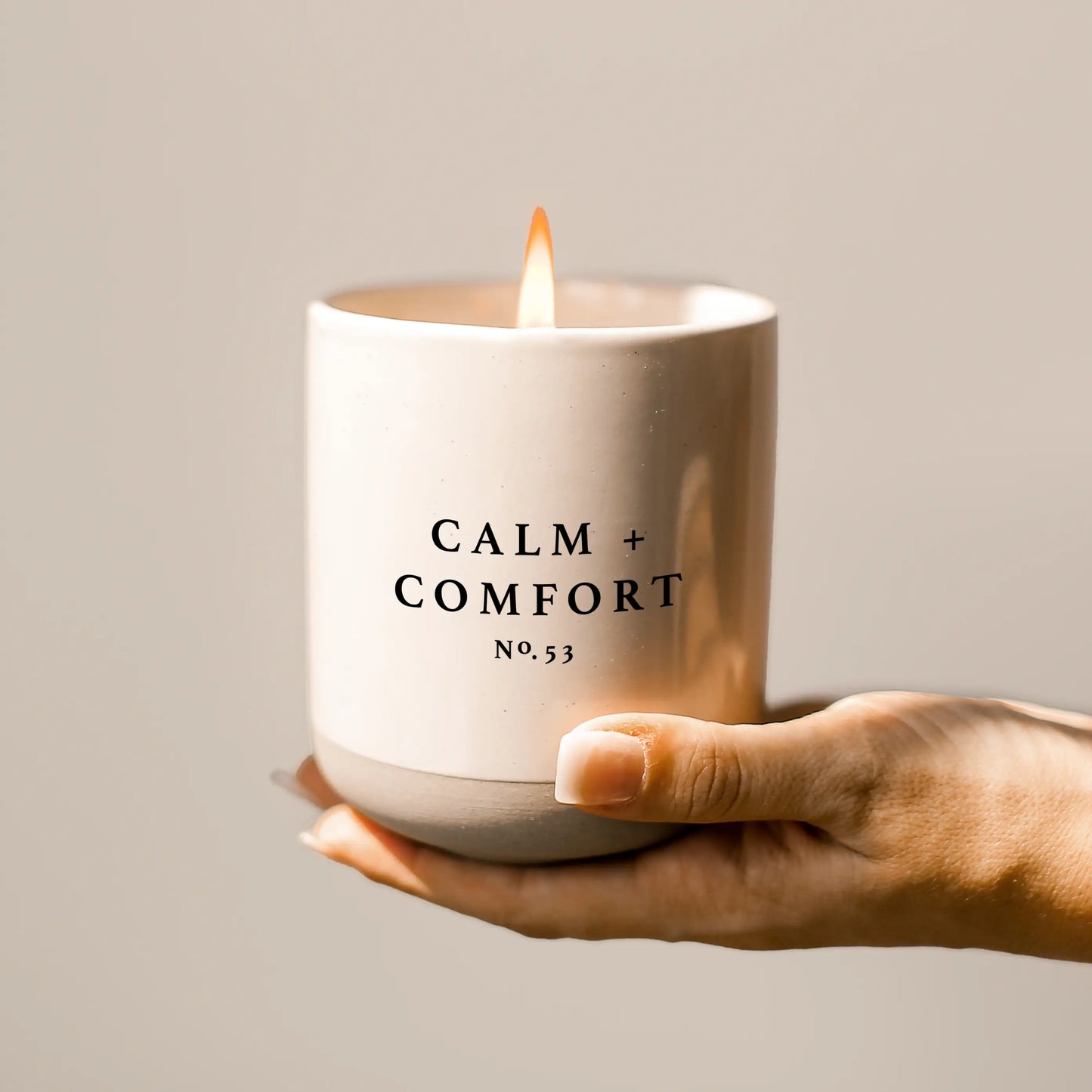 Calm and Comfort Soy Candle - Cream Stoneware Jar - 12 oz