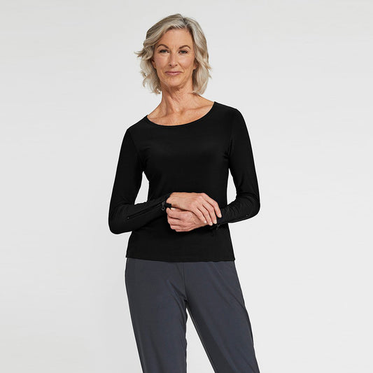 Zest Slim T, Long Sleeve - Black - Sympli Clothing Canada